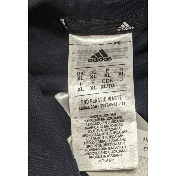 NEW Adidas Blue Crew Neck 3 Stripe Fleece Men's Sweatshirt Size XL Soft Gift - Picture 6 of 8